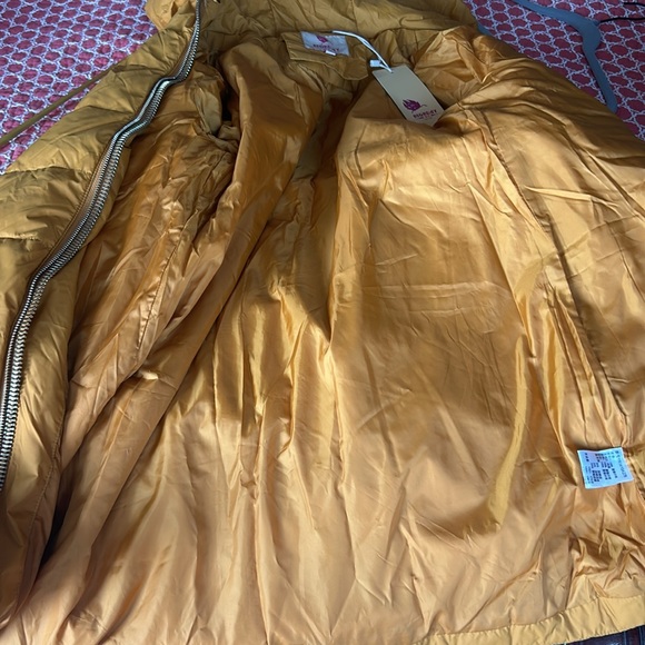 Down feather winter coat with leather trim - Picture 8 of 8